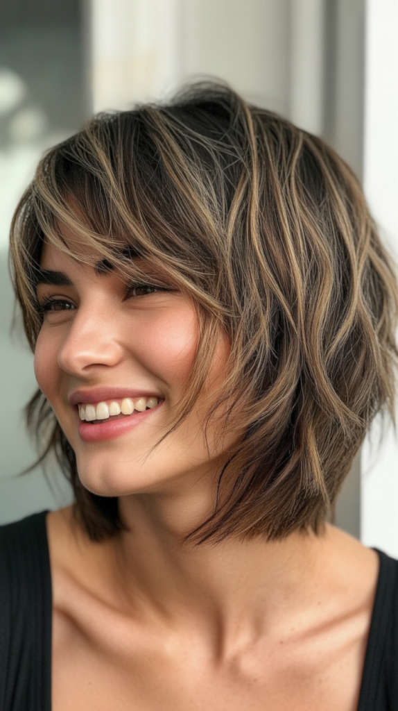 Shaggy Choppy Bob with Razored Ends