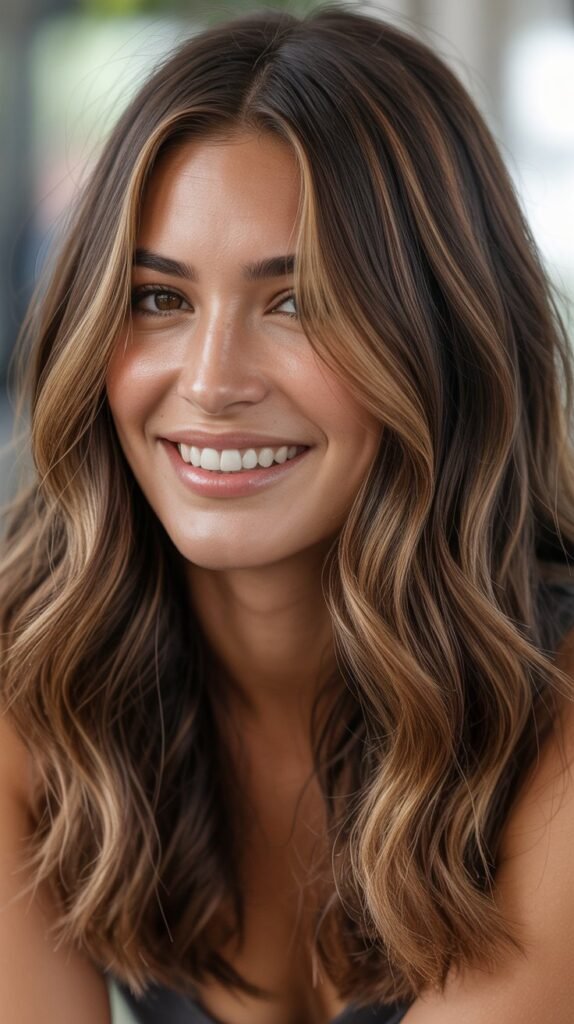 Caramel Balayage with Deep Root Shadow