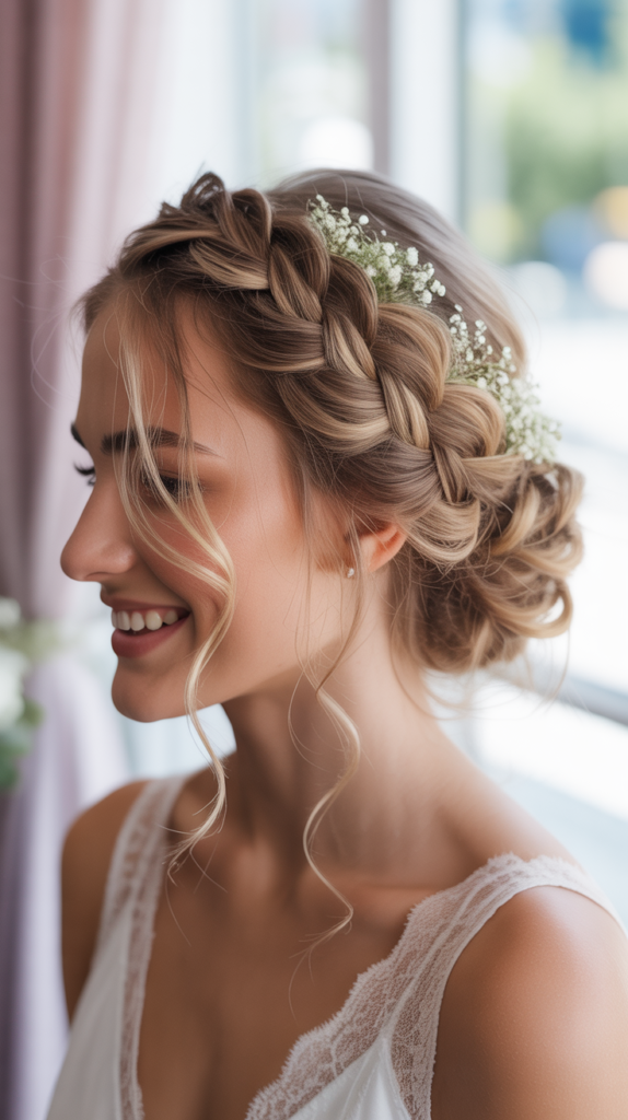 Waterfall Braid Half-Up Bun