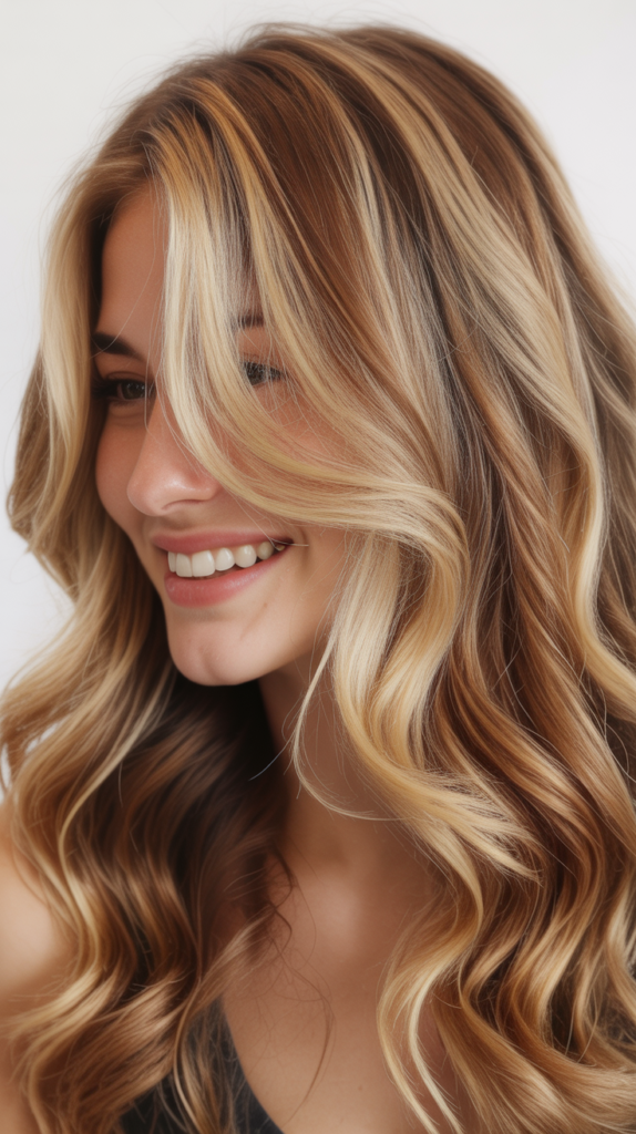 Toasted Almond Blonde Highlights with Hazelnut Lowlights