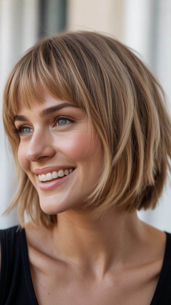 Choppy Bob with Graduated Bangs and Textured Layers