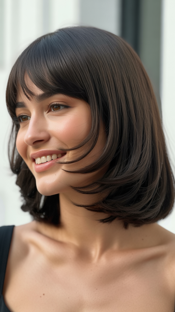  Long Bob with Curtain Bangs and Face-Framing Angles