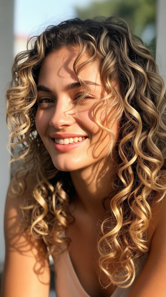 Blonde Highlights for Curly Hair