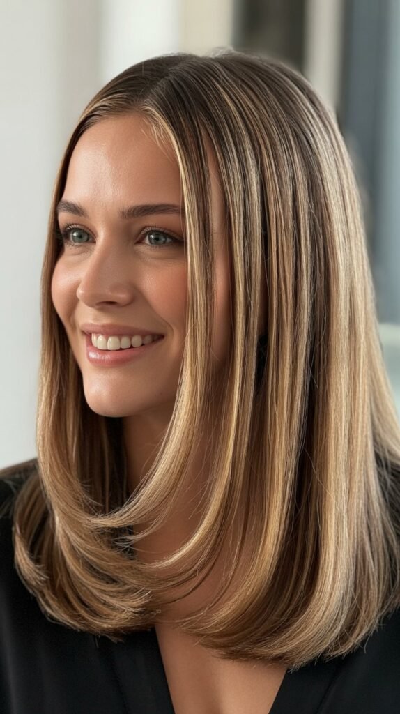 Straight Hair with Face-Framing Highlights