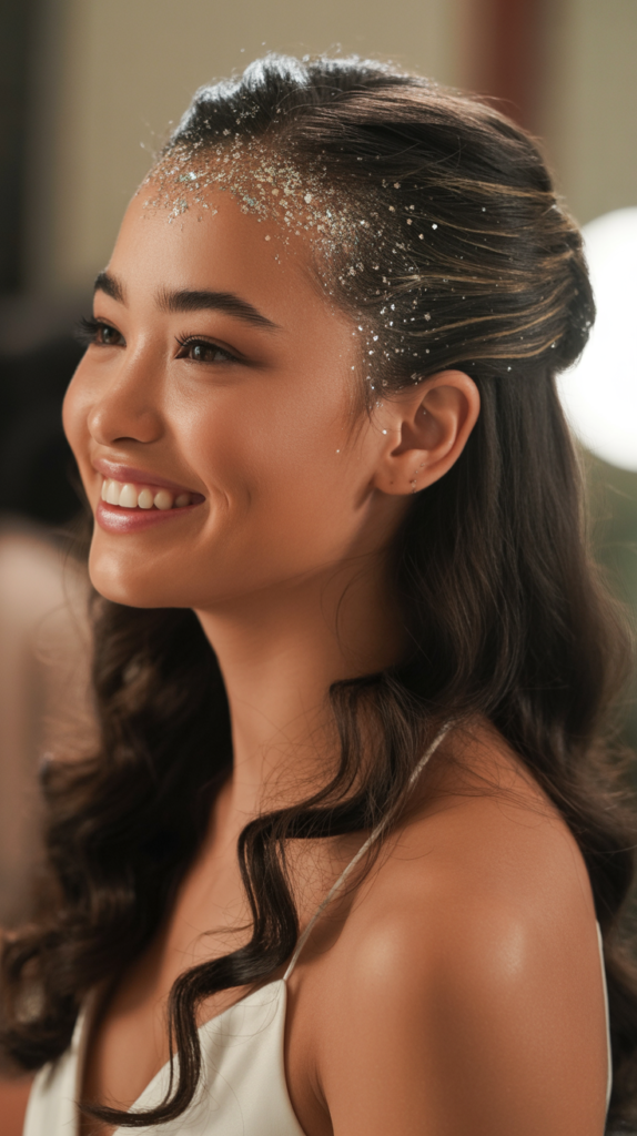  Half-Up with Glitter Roots