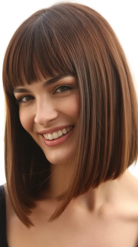 Angled Lob with Blunt Bangs