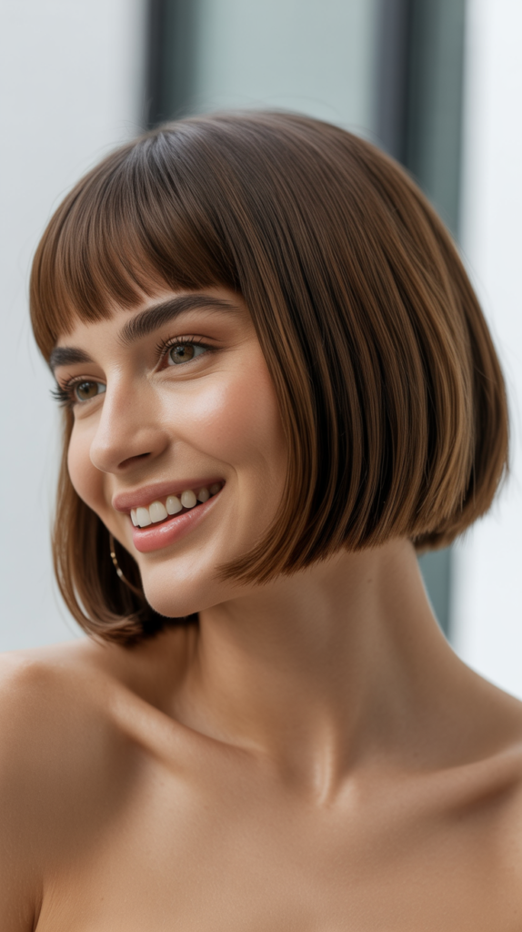 Rounded Bob with Curved Bangs