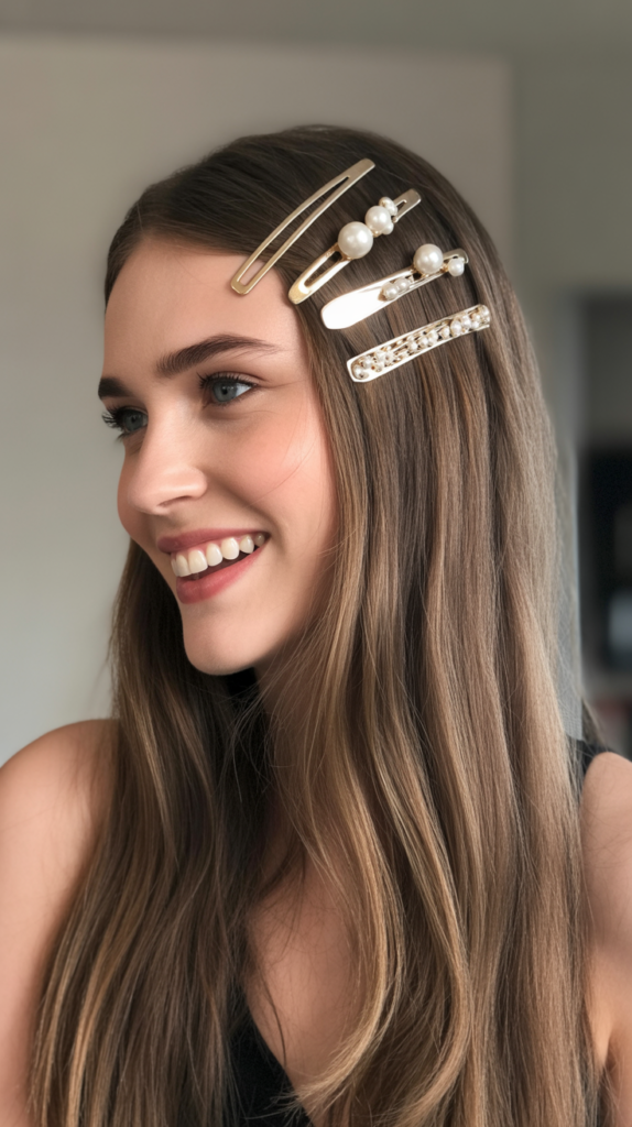 Straight Hair with Hair Clips and Accessories