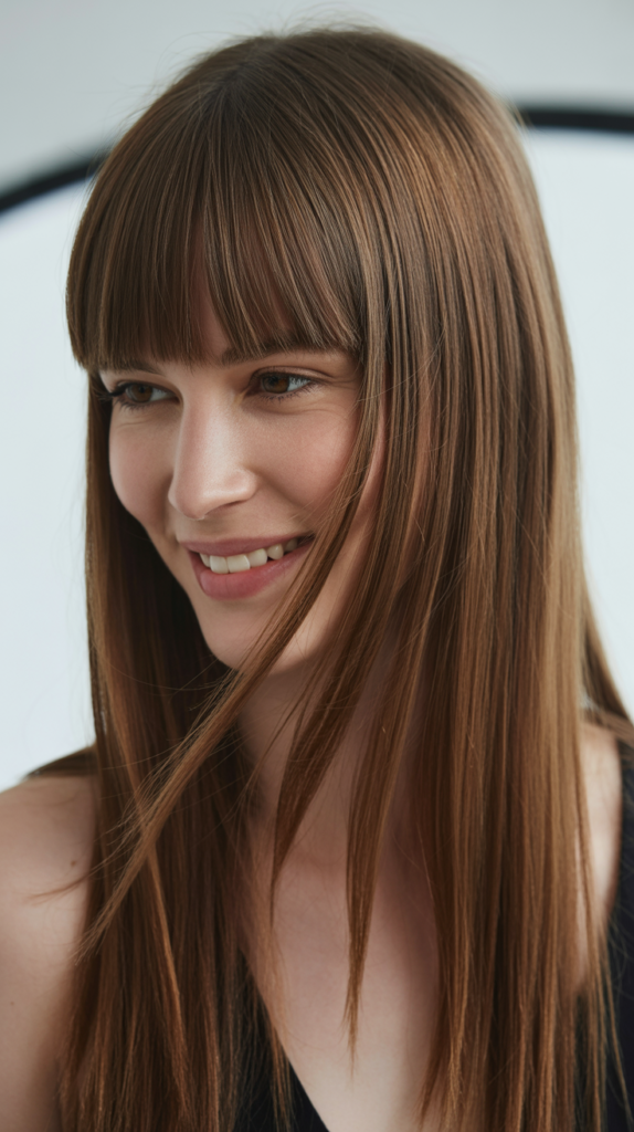 Graduated Bangs with Long Straight Hair