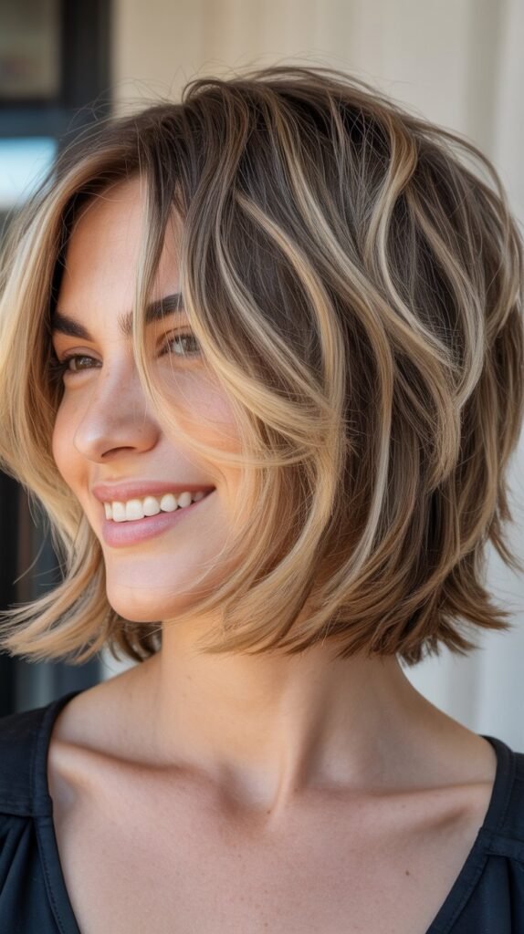 Choppy Bob with Highlights