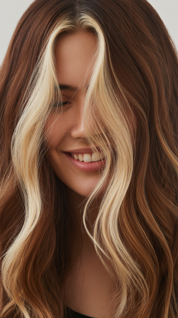 Blonde Highlights on Dark Chocolate Brown