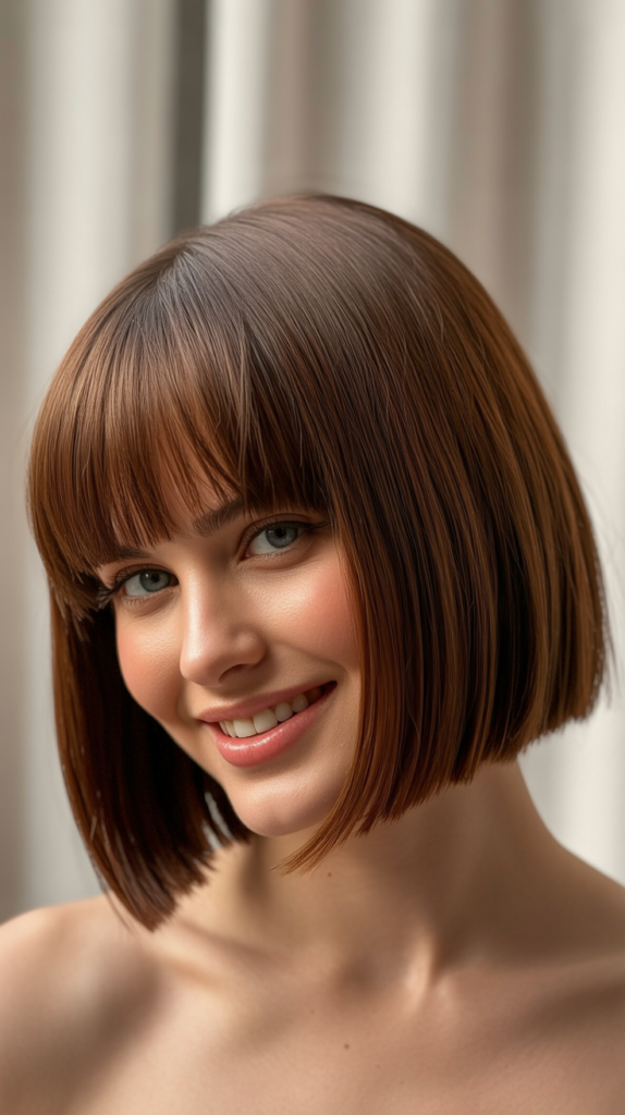 Curtain Bangs with Straight Bob