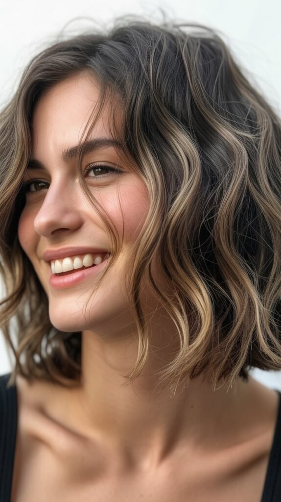 Wavy Choppy Bob with Beach Texture