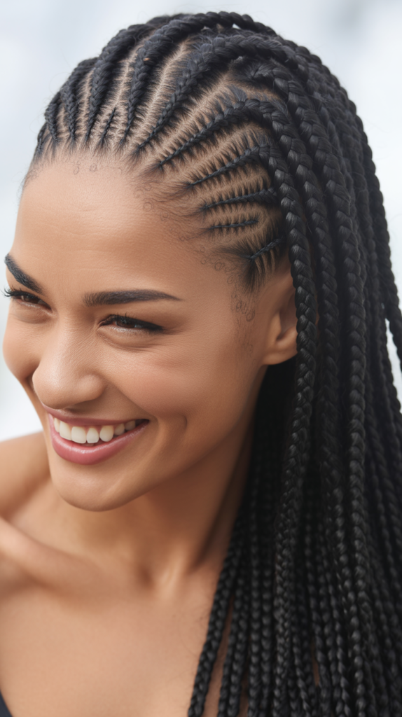 Layered Half Cornrows Half Box Braids