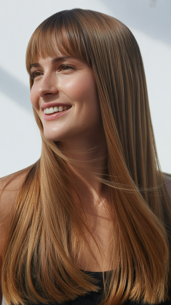 Straight Hair with Side-Swept Bangs