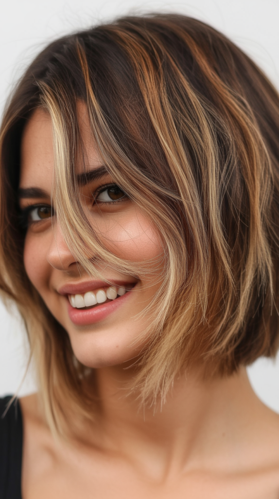Choppy Bob with Balayage for Thick Hair