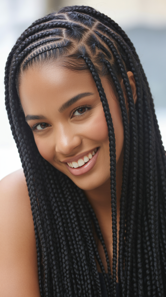 Knotless Cornrows with Knotless Box Braids