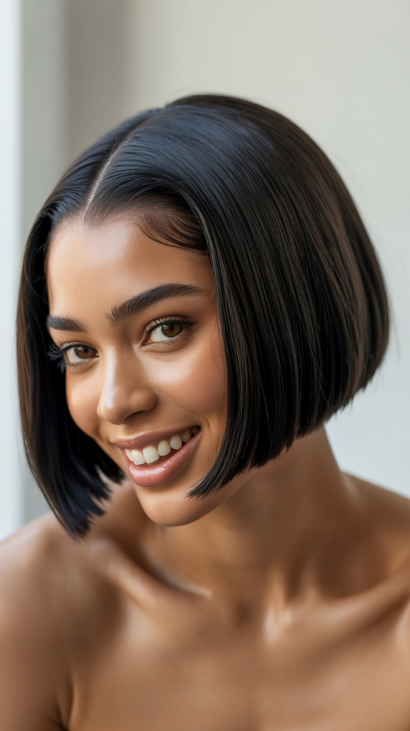 Sleek Middle Part Bob