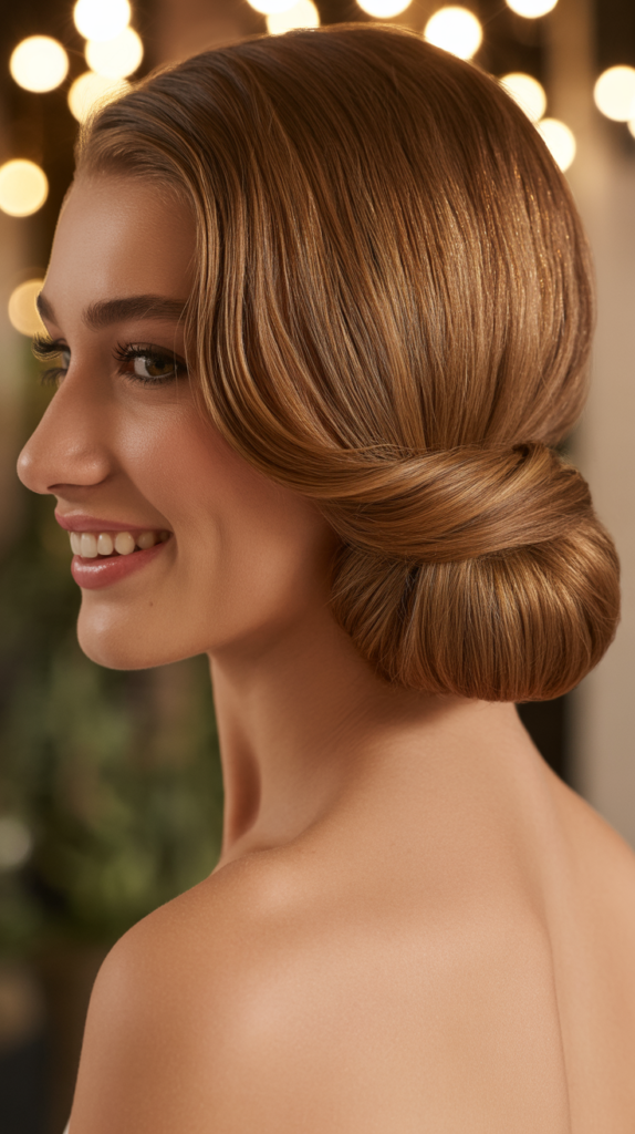 Straight Hair with Deep Side Bun