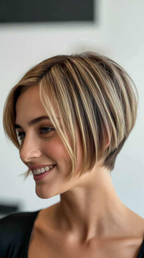  Stacked Bob with Highlights