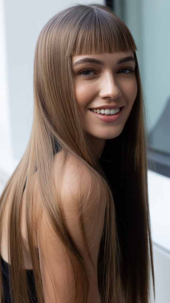 Micro Fringe with Super Straight Long Hair