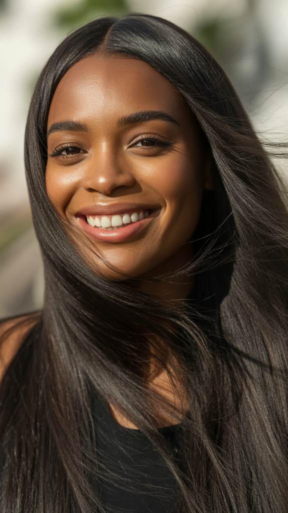 Sleek Middle Part Straight Hair