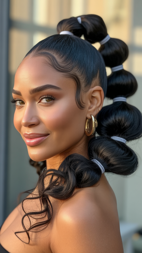 Half-Up Half-Down with Bubble Ponytail