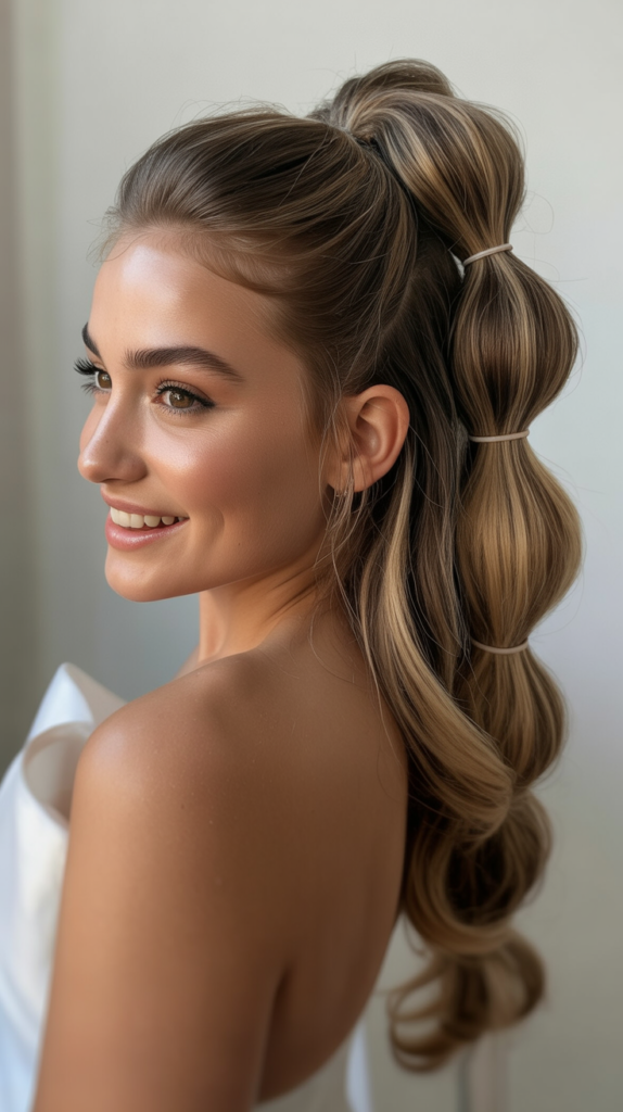 Bubble Ponytail Half-Up Style