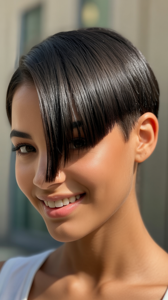 Straight Pixie Cut with Side Sweep