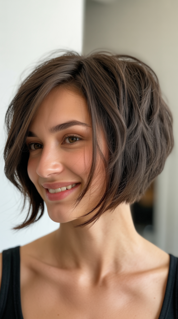 Asymmetrical Choppy Bob for Added Edge