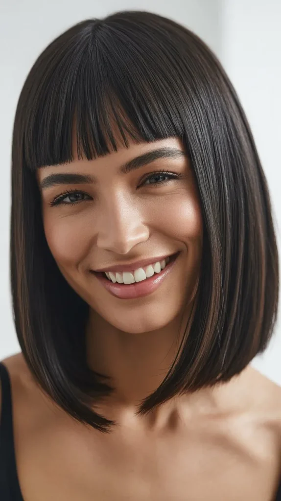 Precision-Cut Lob with Graphic Bangs