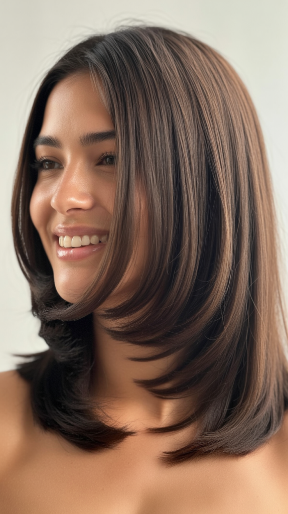 Straight Hair with Curtain Layers