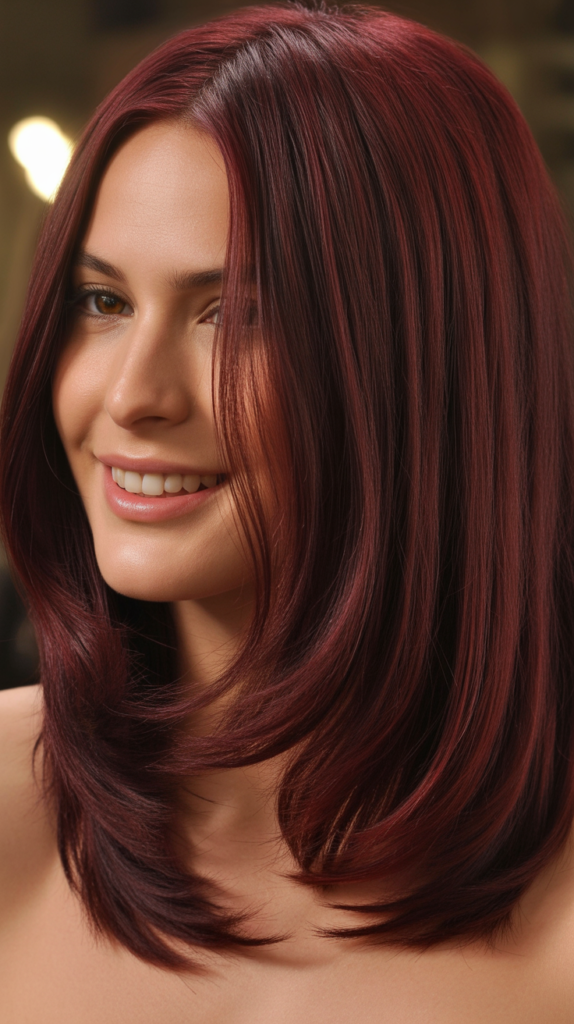  Burgundy Straight Hair