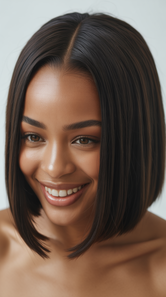 One-Length Bob with Center Part