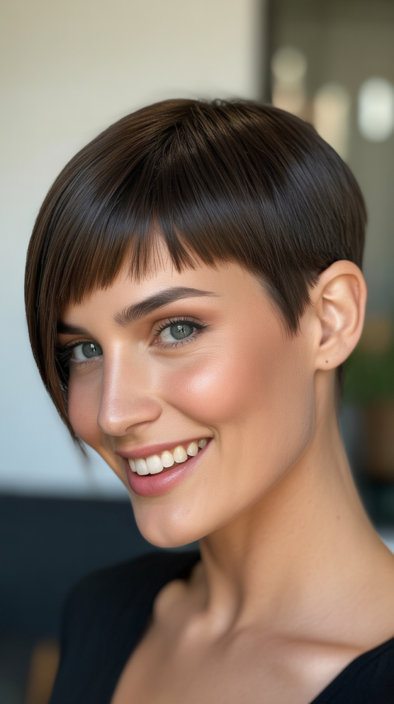 Straight Pixie with Long Bangs
