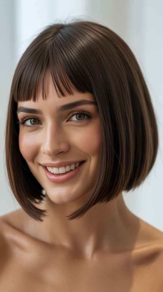 Precision Bob with Geometric Curtain Bangs