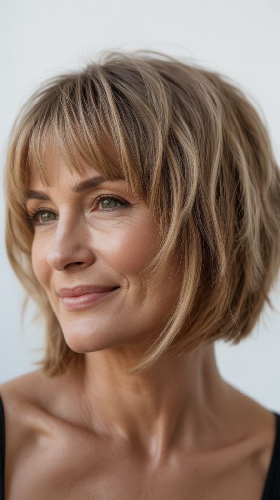 Choppy Bob with Soft Fringe for Mature Women