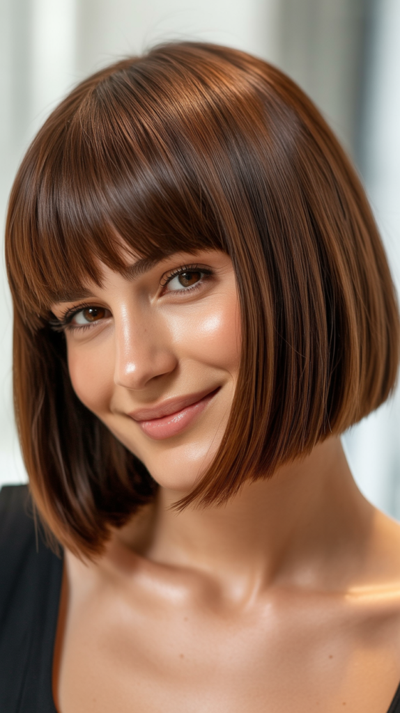 Stacked Bob with Arched Bangs
