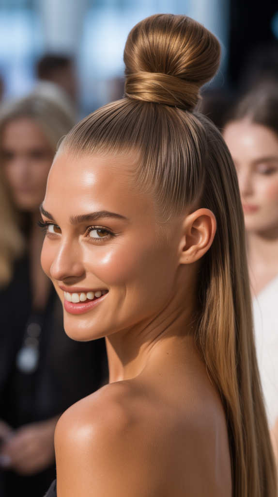 Straight Slicked-Back High Bun