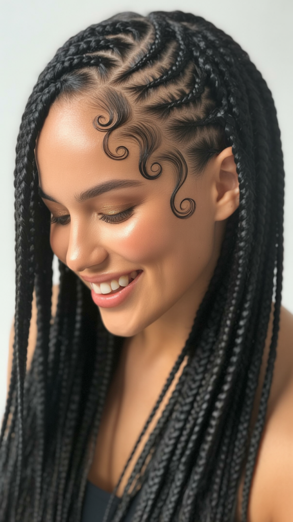  Side Part Knotless Braids with Baby Hair