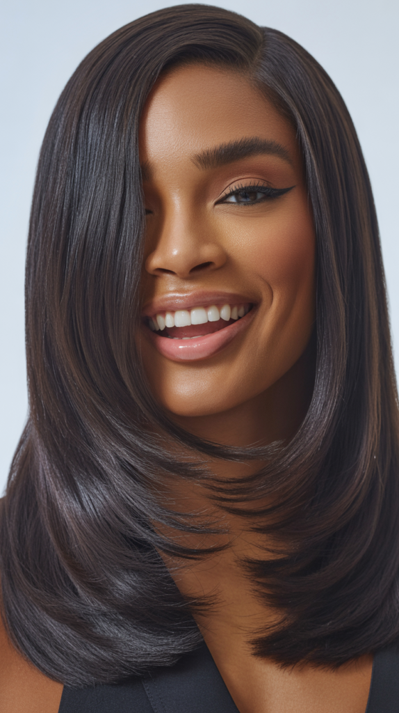 Chic Straight Hairstyles for Long Hair Black Women Baddie