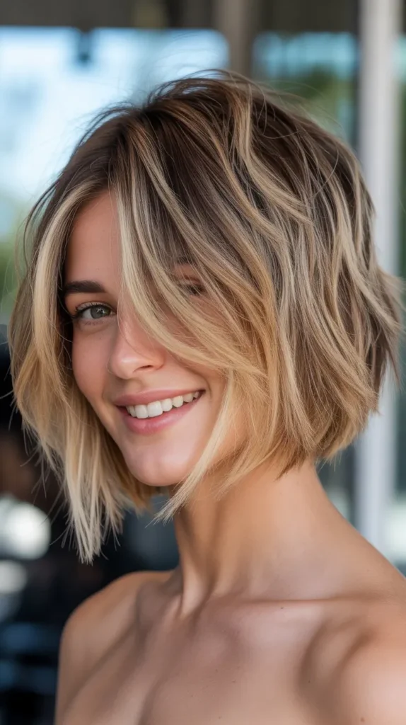  Choppy Bob with Natural Root Shadow