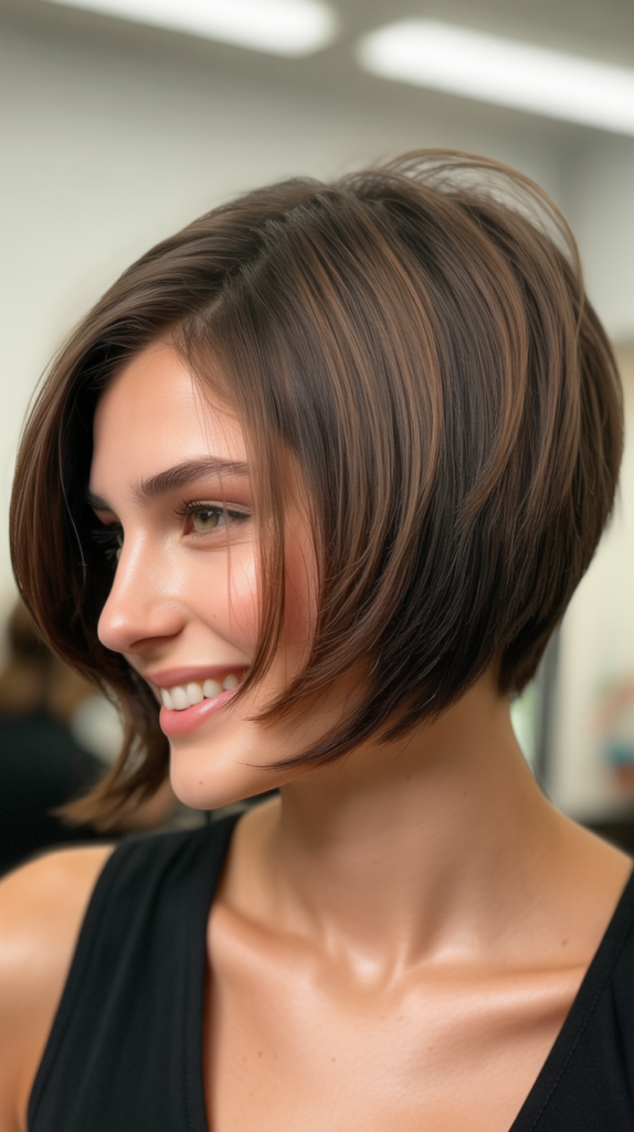 Inverted Bob with Stacked Layers and Feathered Ends