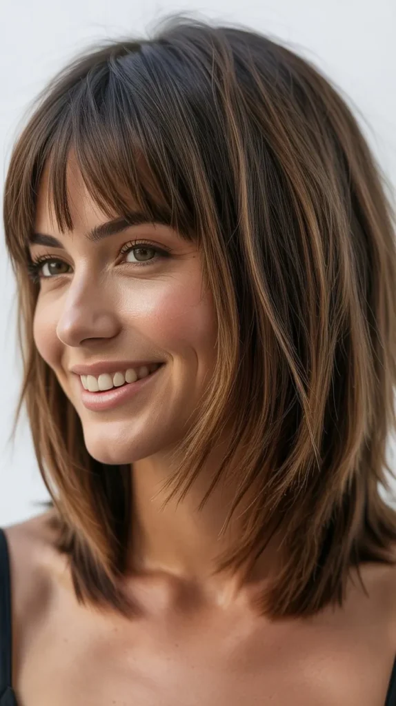 Choppy Lob with Piecey Bangs