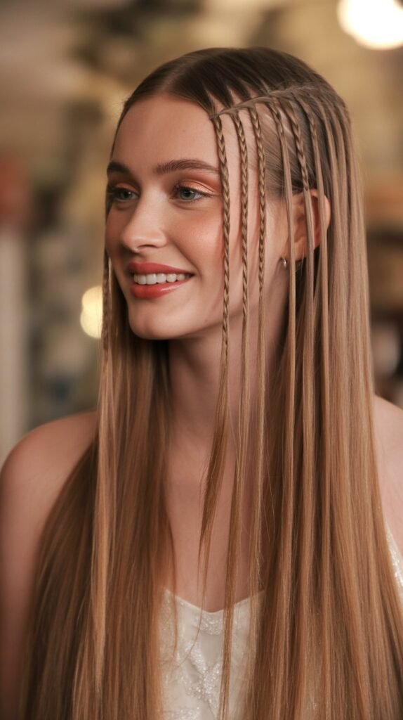 Straight Hair with Ribbon Weave