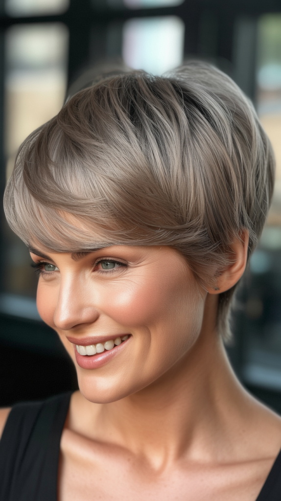 Ash Brown Pixie Cut