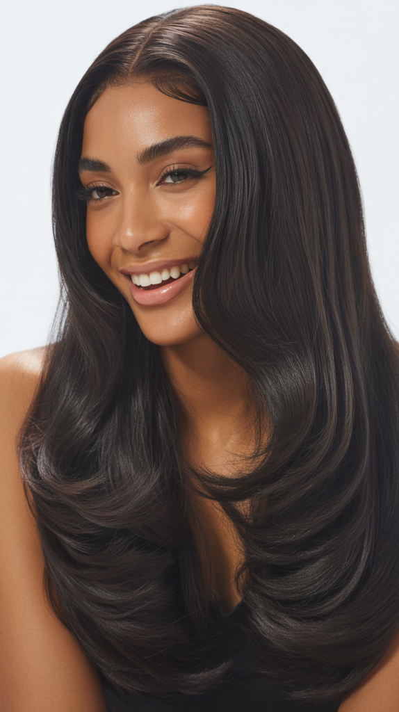 Sleek Straight with Middle Part and Tucked Ears