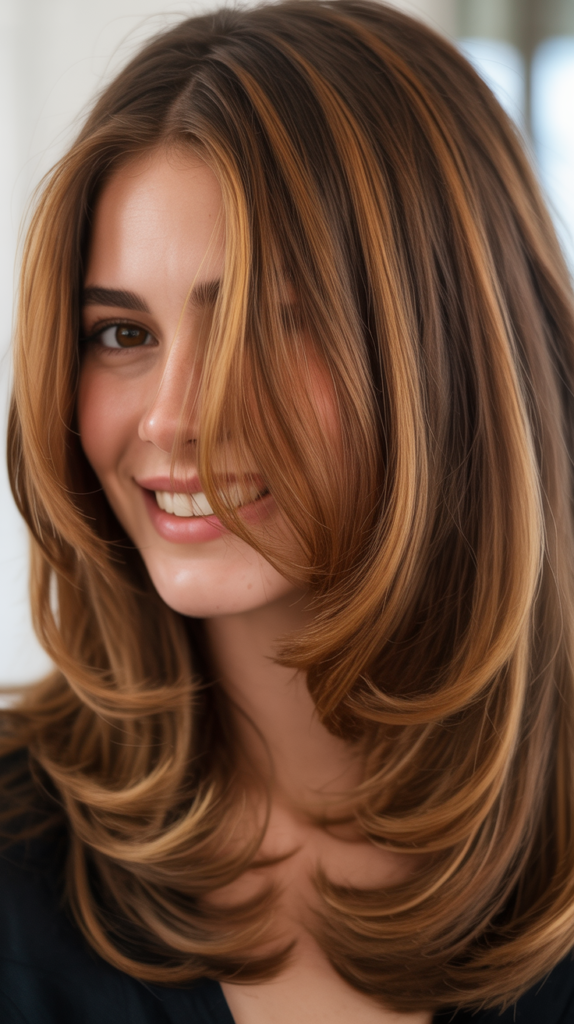 Caramel Highlights on V-Cut Layers