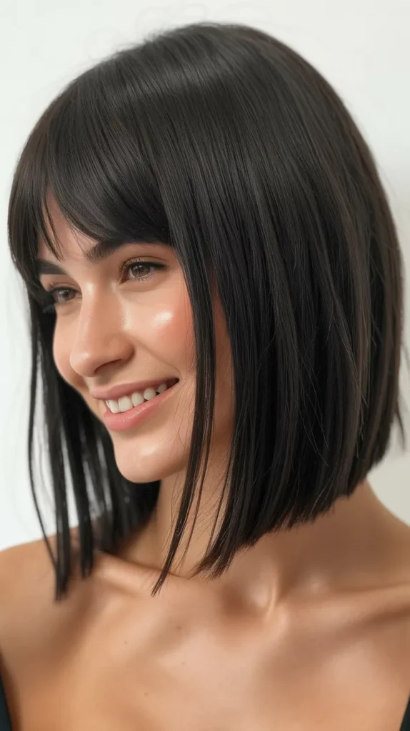 Razor-Cut Lob with Textured Bangs