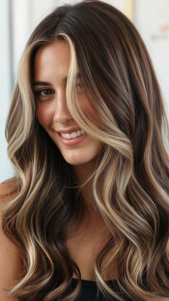 Espresso Base with Ribboned Balayage Money Piece